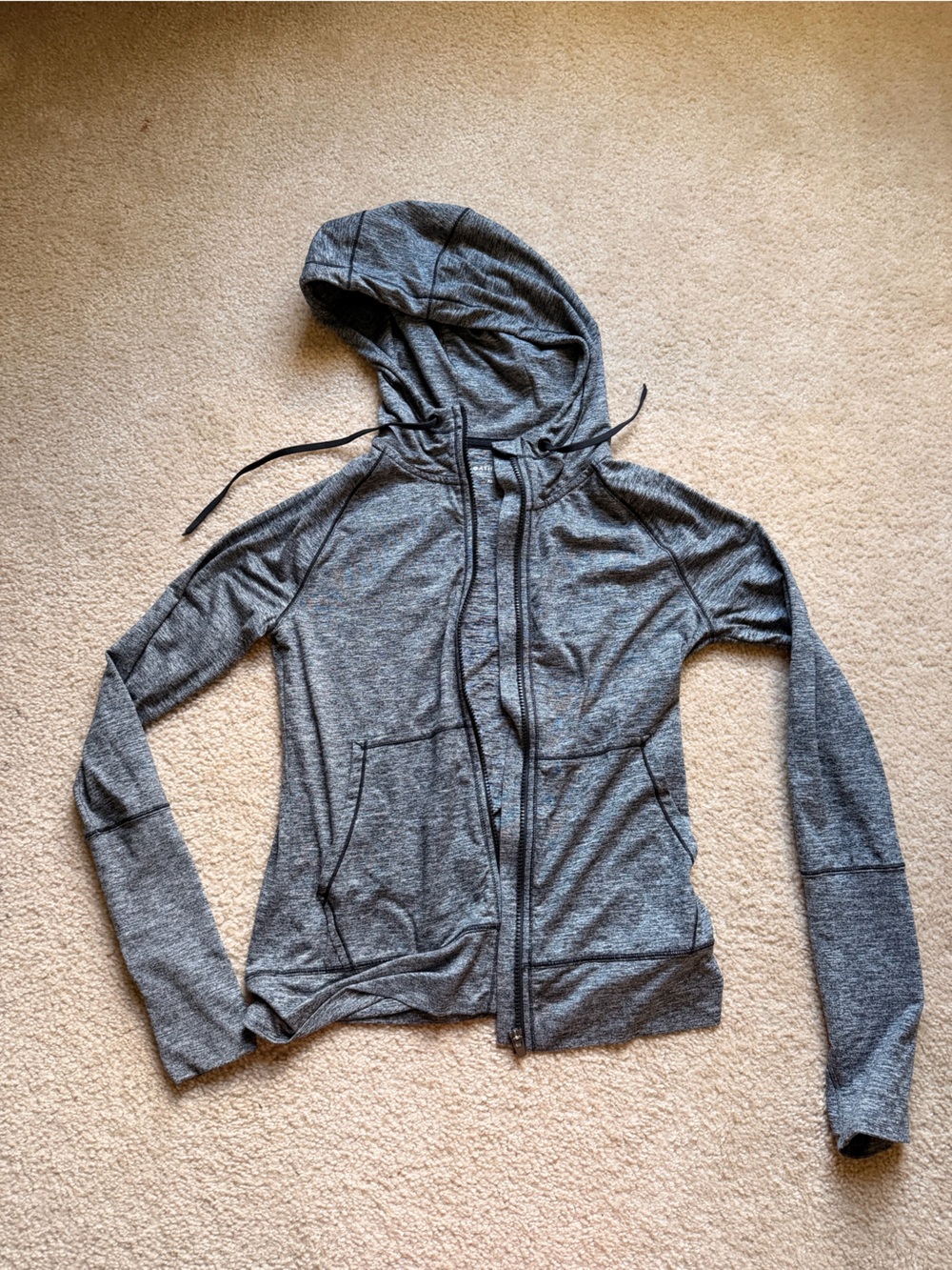 Women's Gray Zip-Up Hoodie Sweatshirt - Lightweight Active Layer